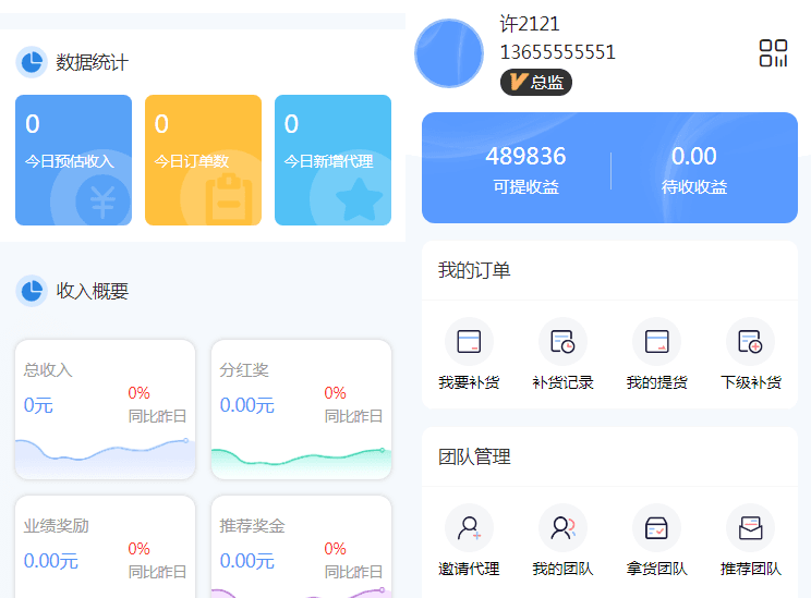 微商代理商补货商城系统源码 多级代理分销订货管理平台
