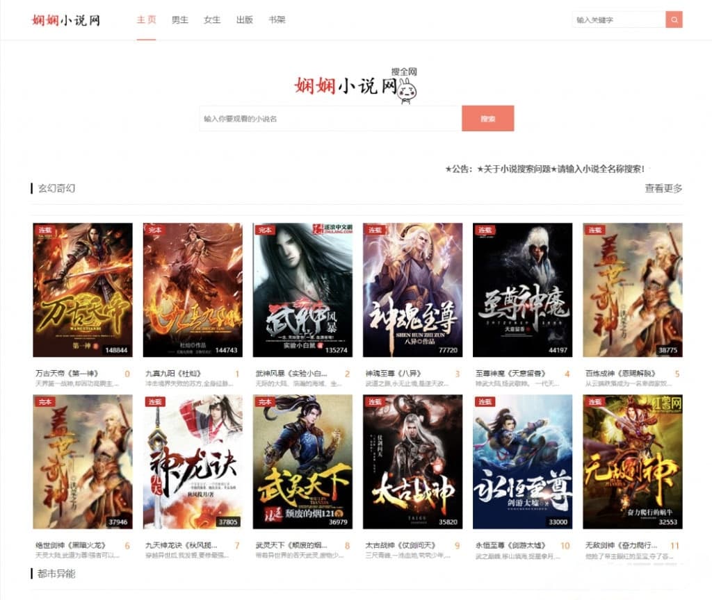 PHP娴娴小说网站源码 PC+WAP自适应建站程序