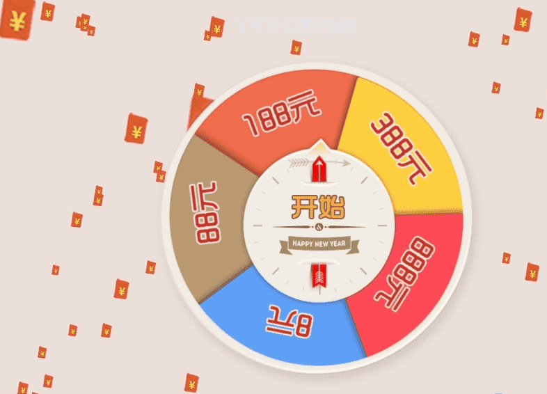 html+jQuery红包下落转盘抽奖特效源码 网页抽奖代码