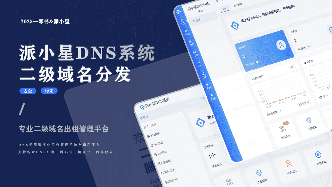 派小星DNS二级域名分发公测免费版源码