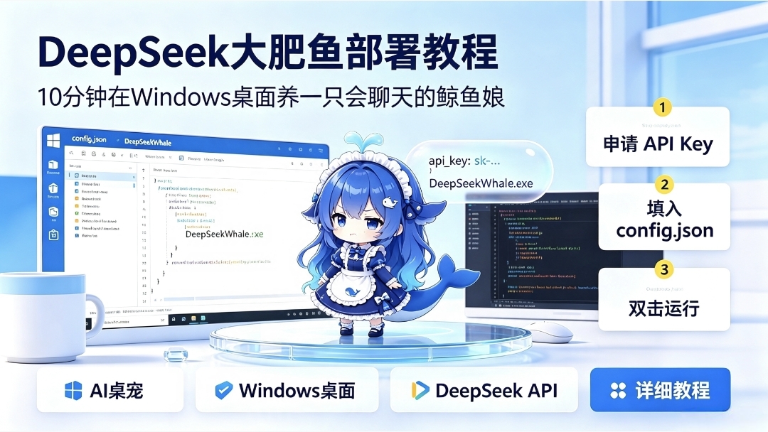 DeepSeek大肥鱼部署教程：10分钟在Windows桌面养一只会聊天的鲸鱼娘
