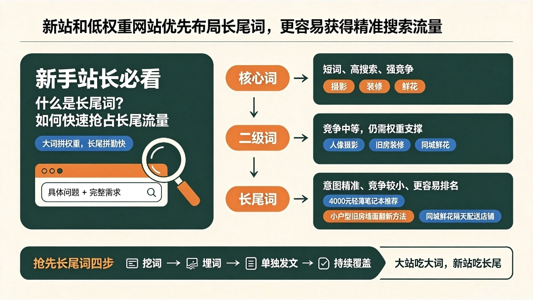 什么是长尾词，新手站长如何快速抢占长尾SEO流量